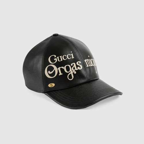 2020 Gucci Leather style Orgasmique print baseball hat