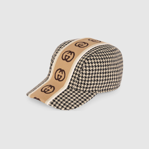 2020 New Fashion Hip Hop Gucci Houndstooth hat with Interlocking G stripe
