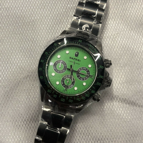 A BATHING APE Bapex T003 42mm Paul Newman Daytona Style Green Quartz Watch