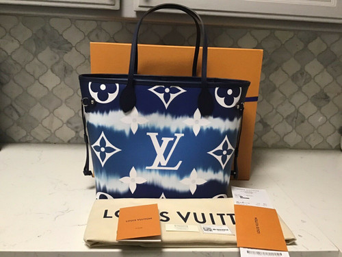 NEW Authentic Louis Vuitton Escale Neverfull MM Blue Tie-Dye