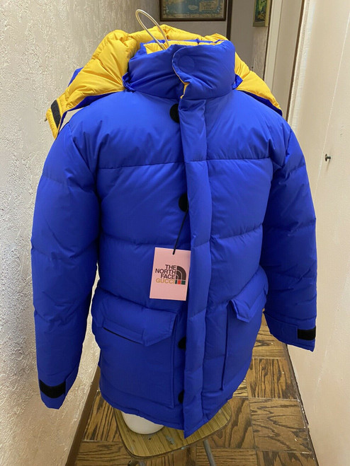 Gucci x The North Face Blue Yellow puffer Jacket Coat Sold Out