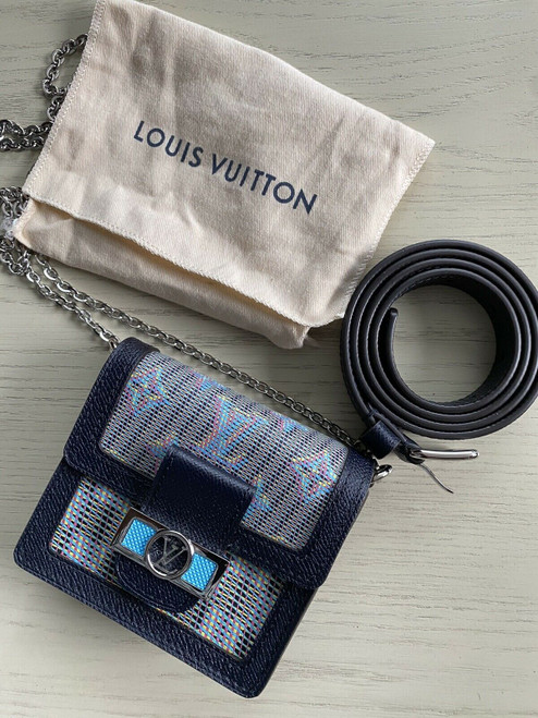 Authentic Louis Vuitton Mini Dauphine Blue Monogram LV Pop Print Nostalgia 80s