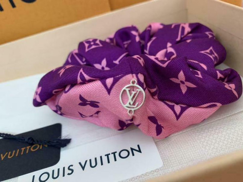 Unused Louis Vuitton Silk Monogram Scrunchie Hair Accessory Ribbon