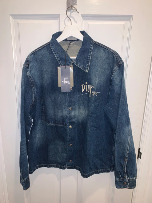Dior Shawn Stussy Blue Cotton Denim Overshirt Jacket