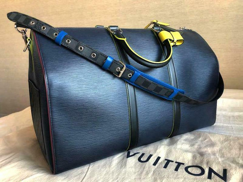 LOUIS VUITTON Keepall 50 Duffle Travel Bag Damier Graphite Epi M55149 Auth New