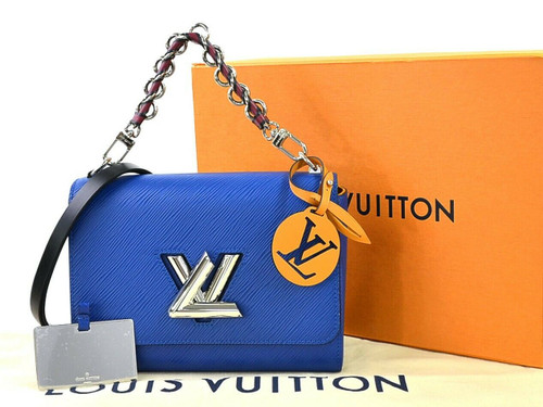 Auth Louis Vuitton Epi Twist MM Shoulder Bag Blue Roi Silvertone - 97575c