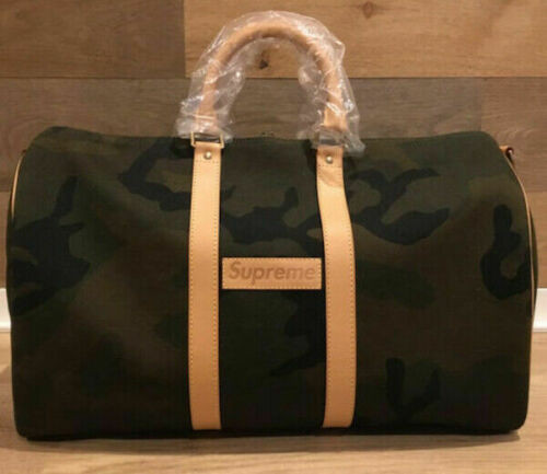 Louis Vuitton Supreme Keepall 45 Camo Bag Camouflage Hand Shoulder Auth