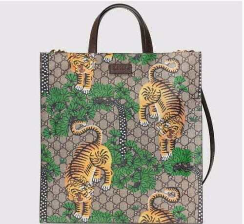 GUCCI Bengal Tote Bag Shoulder GG Supreme Tiger Animal ALESSANDRO MICHELE Auth