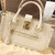 Louis Vuitton LV Hand Bag Handbag White Gold Metal Purse Woman Auth