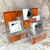 3 x Authentic HERMES Photo Card Stand Paper Weight Square Metal Silver w Case