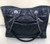 CHANEL Deauville Tote Chain Shoulder Bag Navy Blue Leather A93257 Shopping Purse