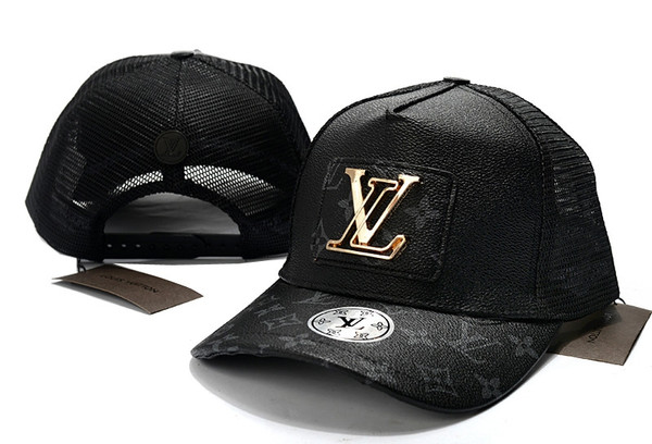 Black 2020 New louis vuitton monogram Unisex Hat cap Snapback with Metal Logo