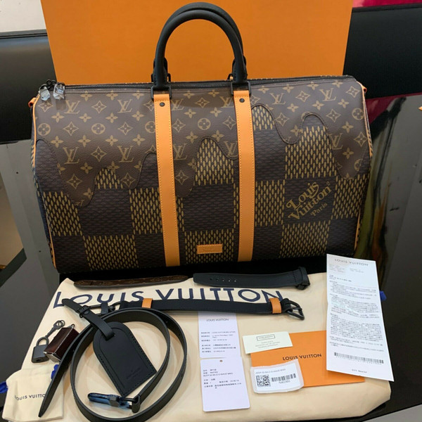 NEW Louis Vuitton & Virgil Abloh Nigo Keepall 50 travel bag - giant damier ebene
