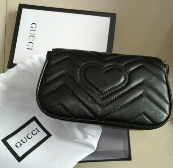 Gucci GG Marmont Supermini matelasse shoulder bag with box