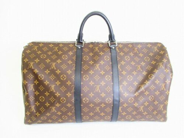 Louis Vuitton Monogram Macassar Keepall 55 Bandolier Bag Unisex wAccessories