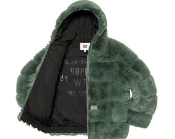 Newest SUPREME WTAPS FAUX F?R HOODED JACKET GREEN  FW21 WEEK 15 (IN HAND)