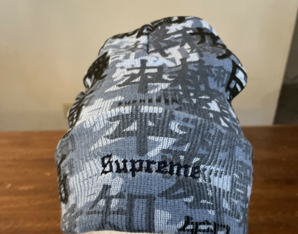 SUPREME KANJI CAMO BEANIE BLUE OS FW21 WEEK 6 BRAND NEW AUTHENTIC (IN HAND)