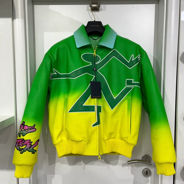 Louis Vuitton Fluo Gradient Leather Bomber Green