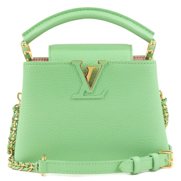 Auth Louis Vuitton Capucines Mini 2Way Hand Bag Green M59928