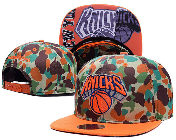 camouflage New york knicks Hat with Orange Brim