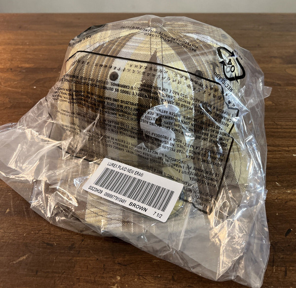 SS23 Week 10 Supreme Metallic Plaid S Logo Hat in Brown: Size 7 1/2, New