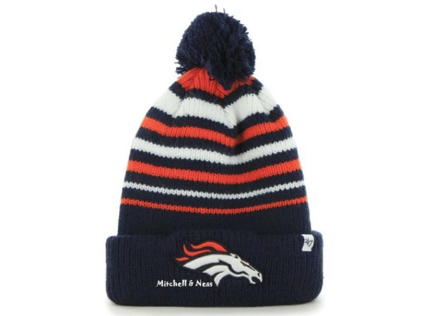 Denver Broncos  Knit Beanie Cap stripes Hat(Black)