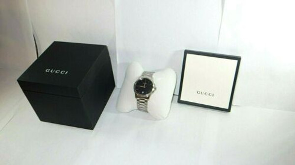 Gucci Unisex G-Timeless YA126458 Diamond Accented Swiss Watch w MOP Black Dial