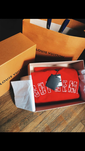 Red Louis Vuitton ? Supreme Logo Crewneck Sweater