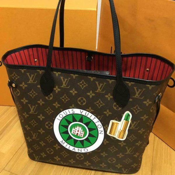 Louis Vuitton Neverfull MM Tote Bag Pouch My World Tour Monogram Brown Woman LV