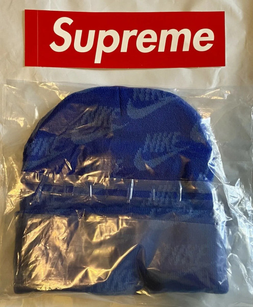 Supreme Nike Jacquard Logos Beanie Blue