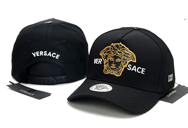 Black Versace Baseball Hat Women Men Sport Casual Cap Black NWT with Gold Logo