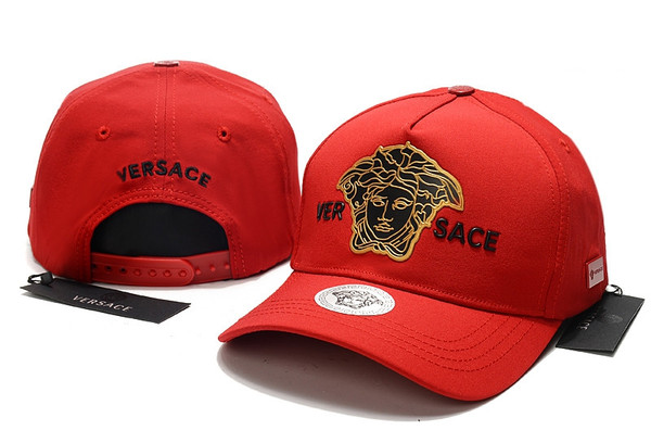 Red Versace Baseball Hat Women Men Sport Casual Cap Black NWT with Gold Logo