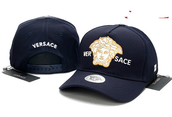 Navy Fashion 2022 Versace Medusa Baseball Cap(Navy with Gold Logo)
