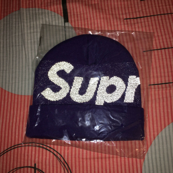Supreme 2018 FW BIG LOGO Beanie Purple Box Logo Hat New Era Rare Camp Cap Hat