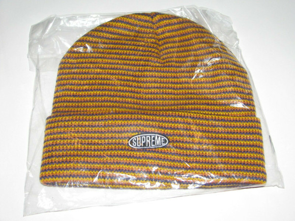 SUPREME New York Zig Zag Stripe Beanie ORANGE Winter Hat Cap NEW FW 2