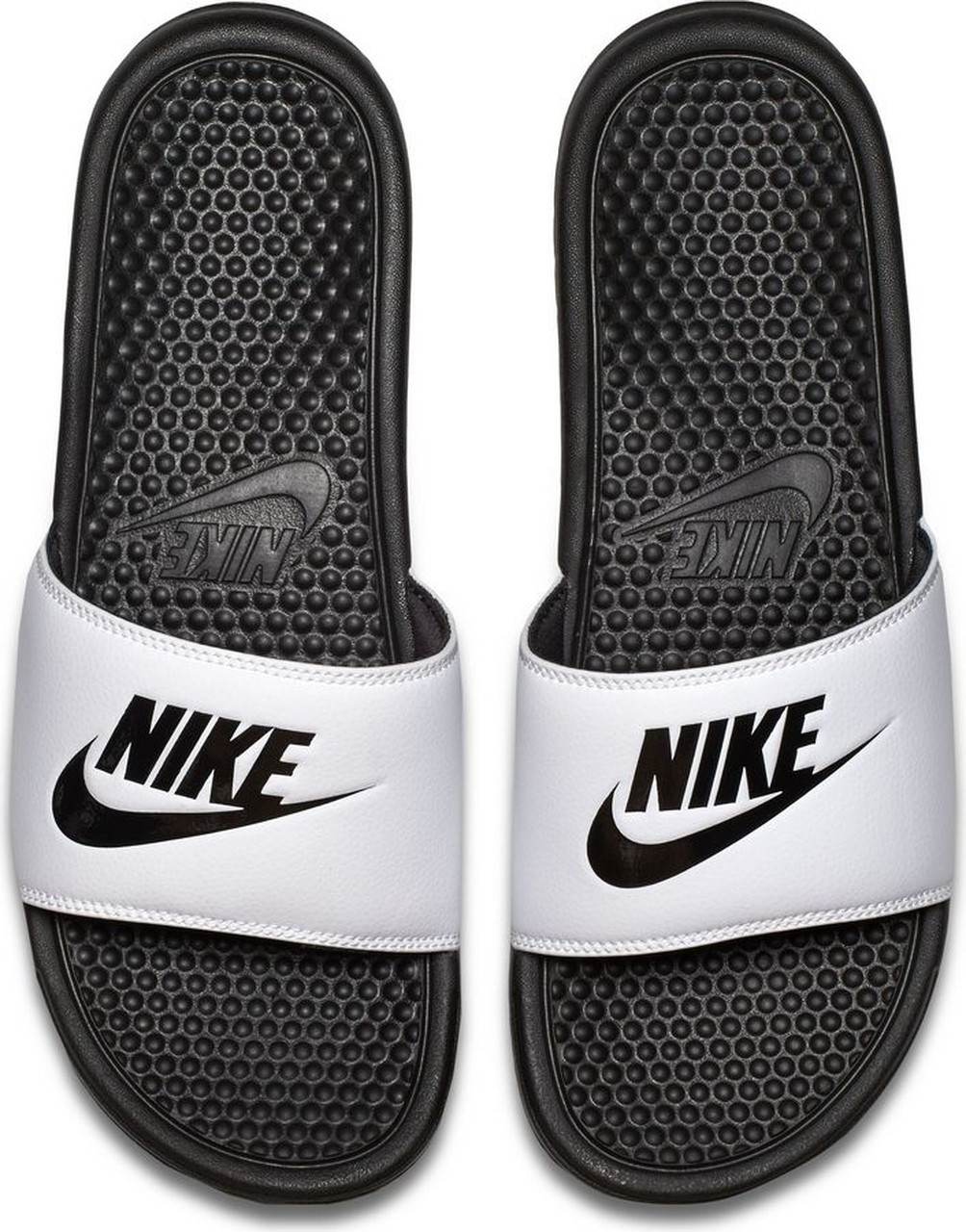 nike benassi slides white and silver