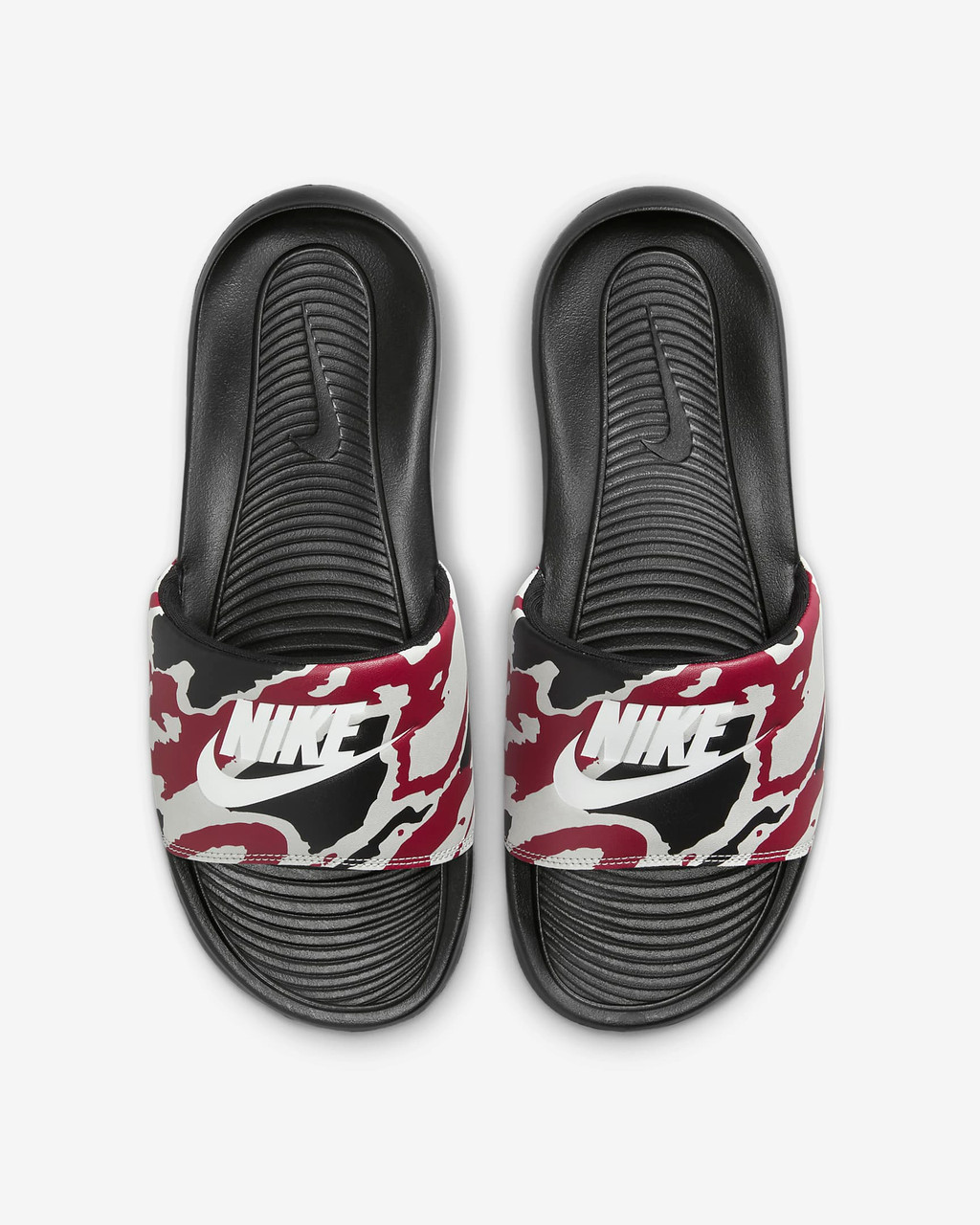 Nike Victori One Printed Slide Mens in Black University Red Light