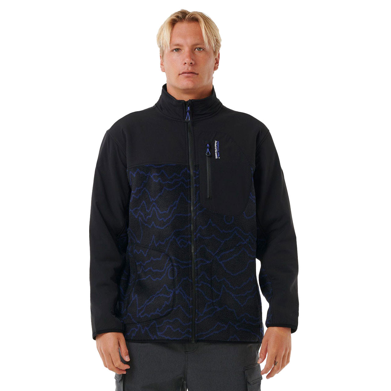 Rip Curl Anti Series Search Zip Crew Mens in Black Berry - TRIGGER