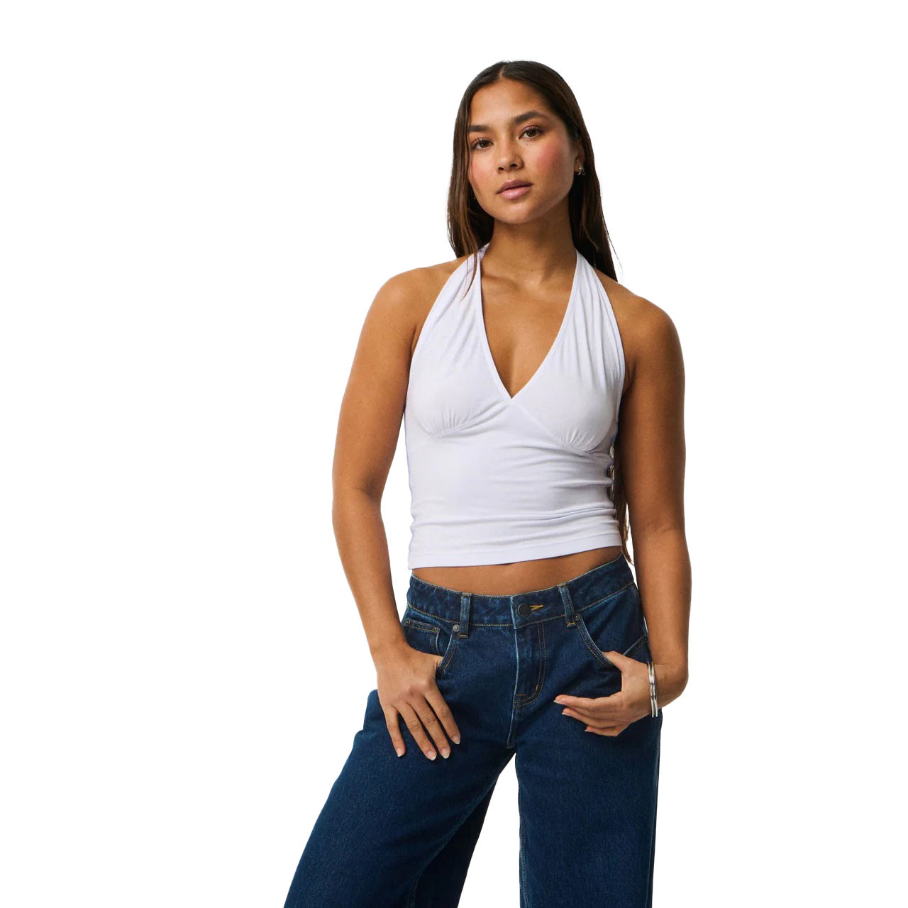 Rip Curl Archive Script Jersey Halter Top Womens in White