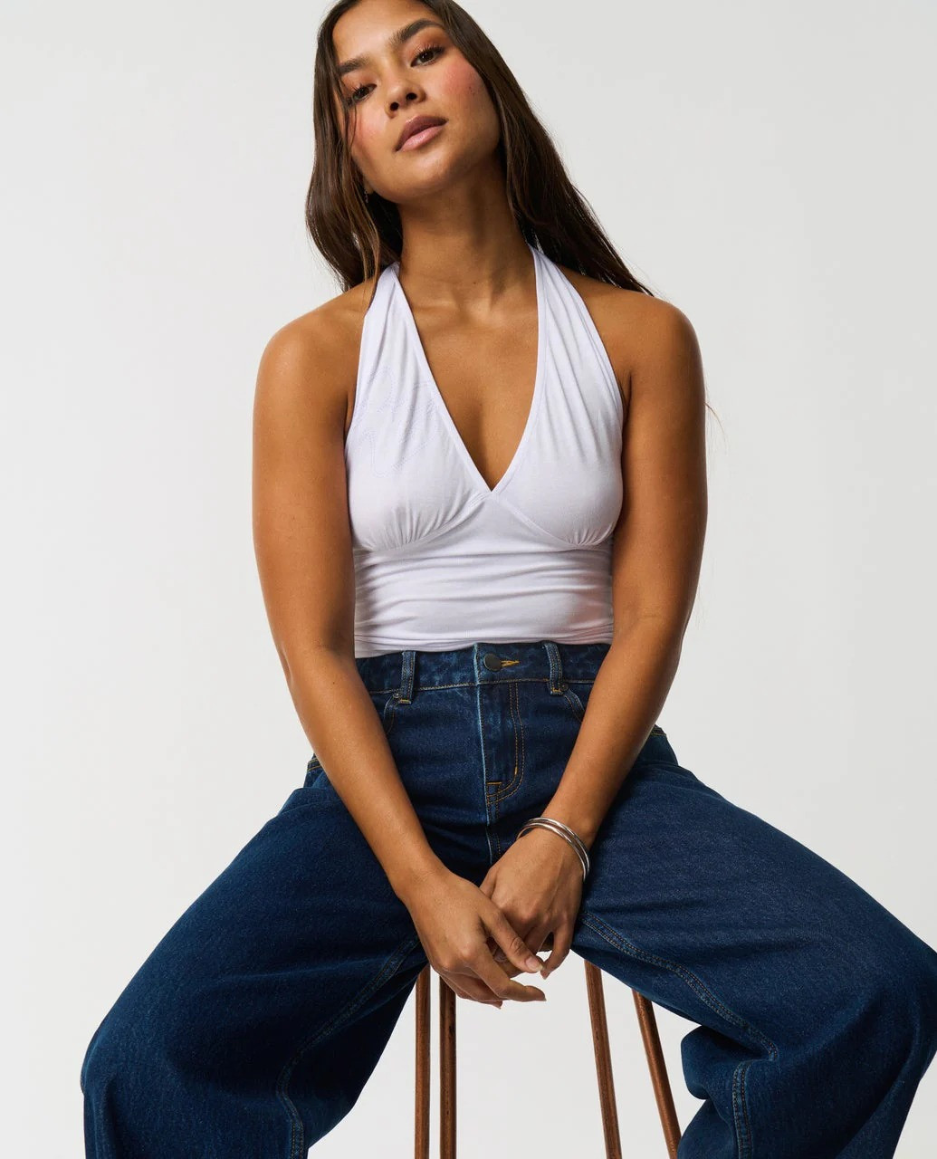 Rip Curl Archive Script Jersey Halter Top Womens in White