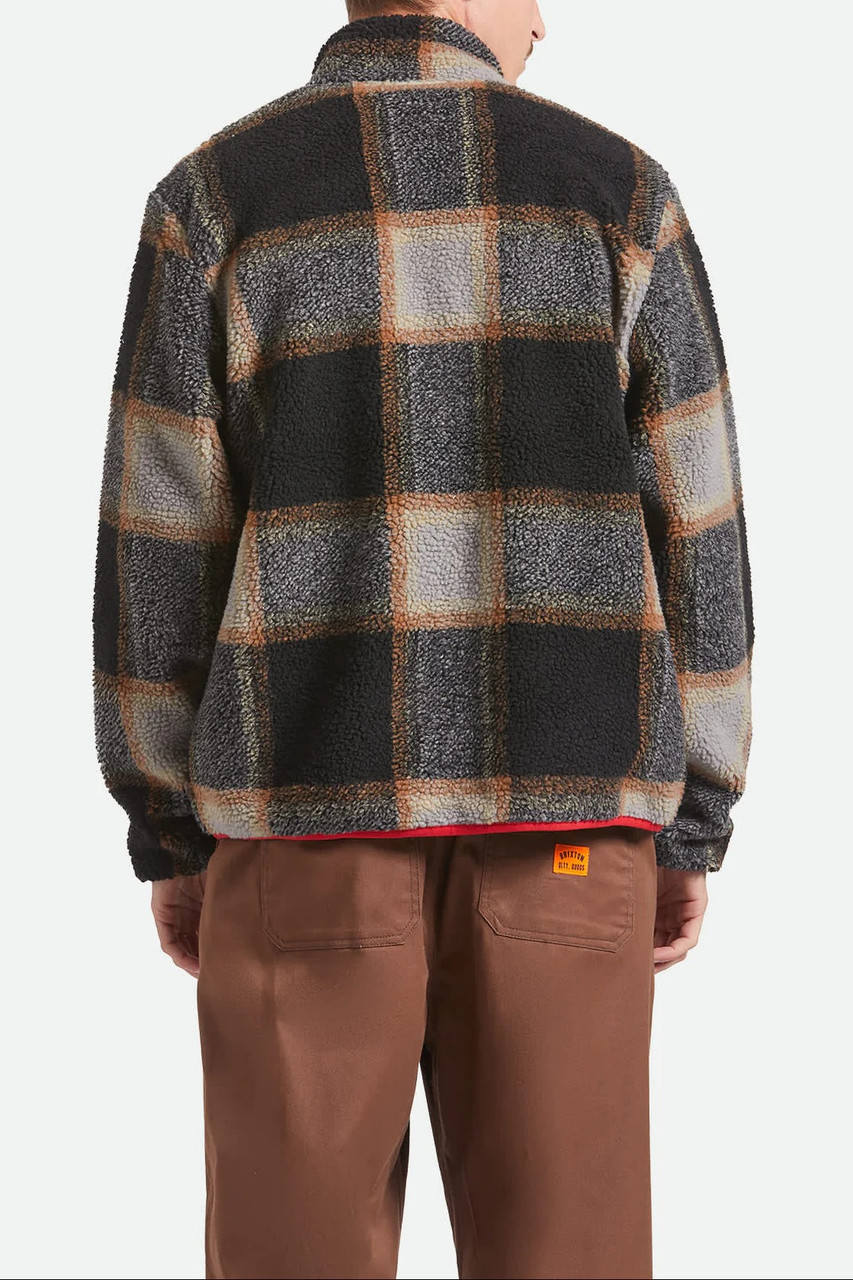 Brixton Buffalo Plaid Sherpa Zip Jacket Mens in Black Cream