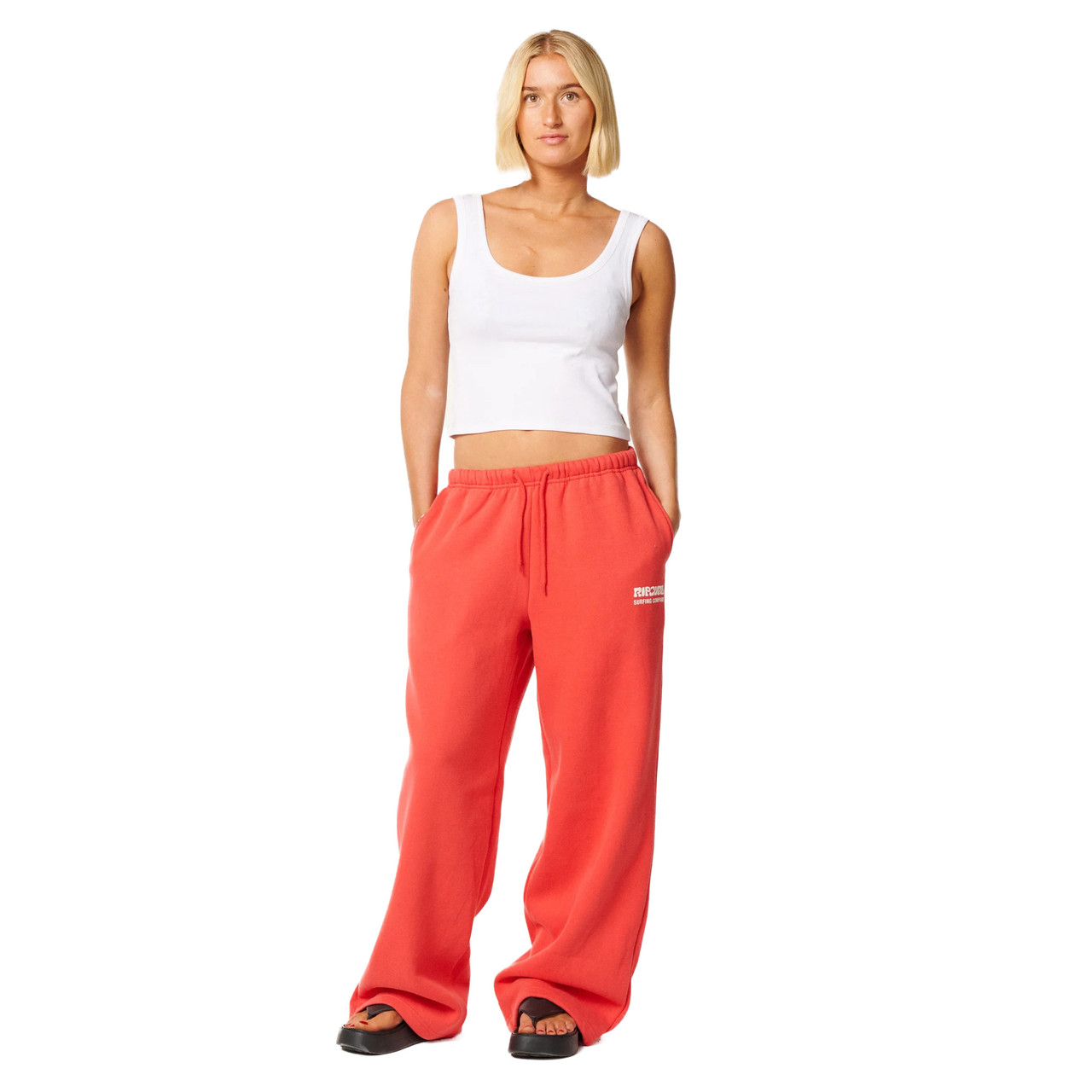 Rip Curl Surf Puff Wide Leg Track Pant Womens in Deep Red