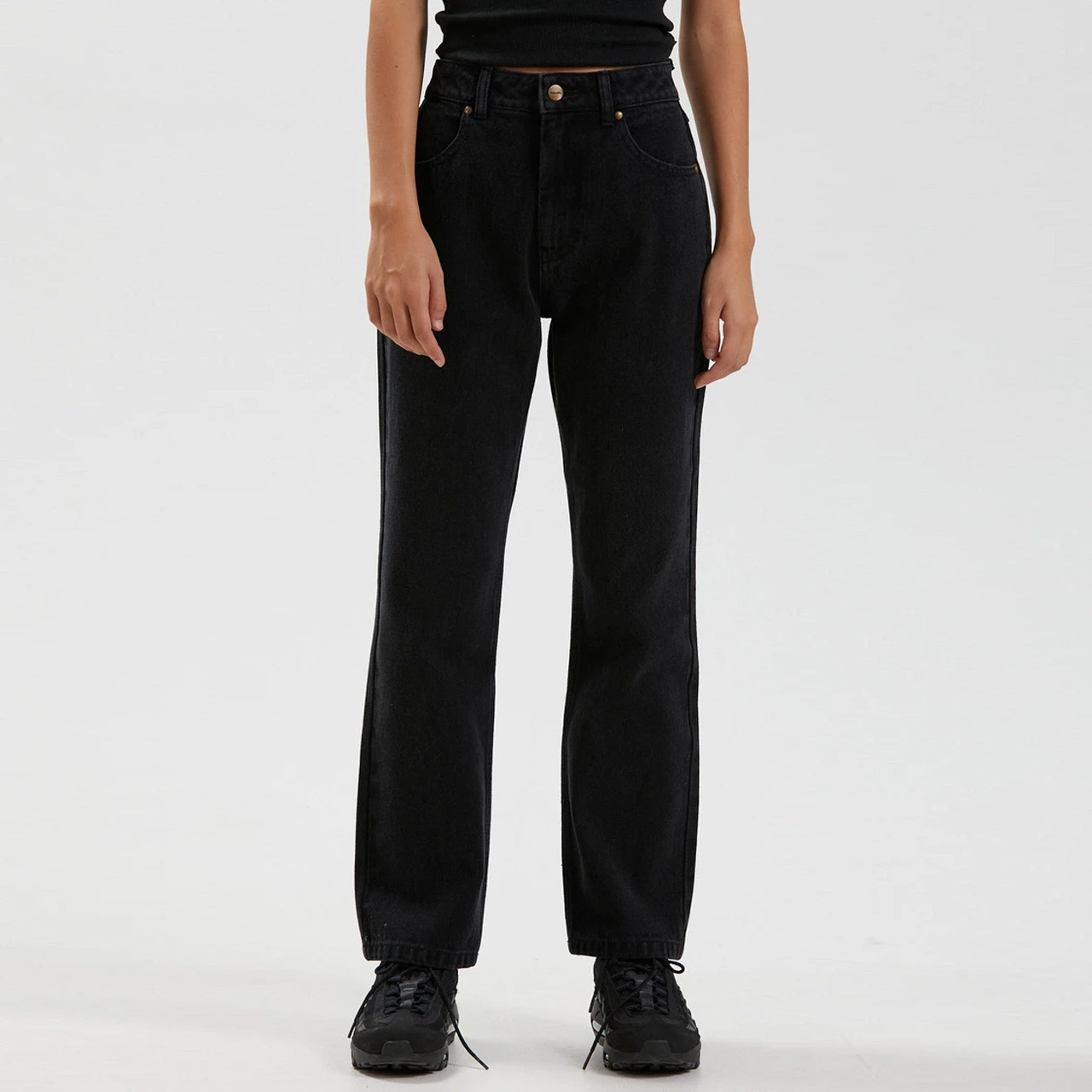 black straight leg jeans womens