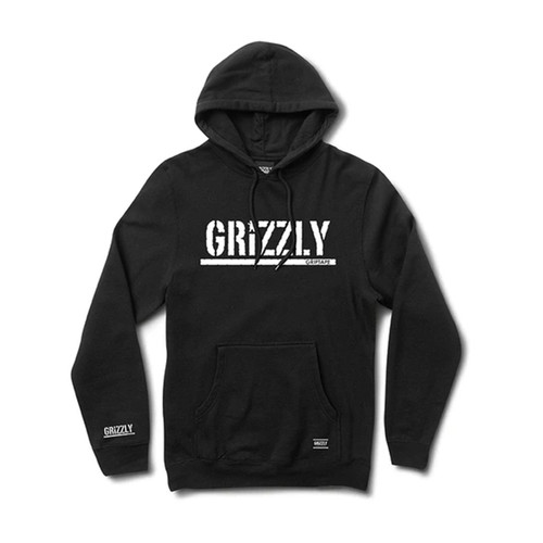 Grizzly OG Stamp Hoodie Mens in Black White