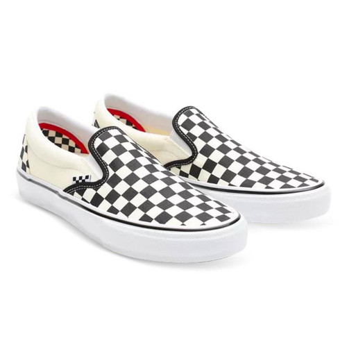 Vans Skate Slip On Checkerboard Shoes in Black Off White