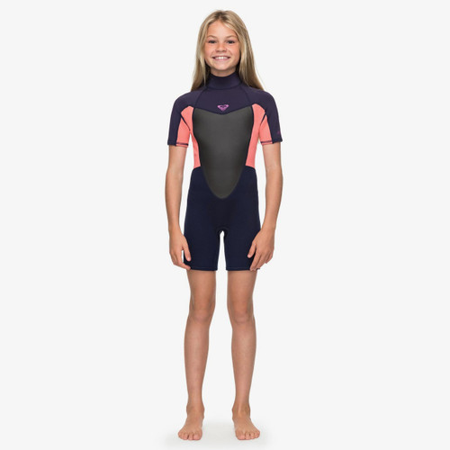 Roxy 2MM Prologue Flatlock BZ Springsuit Girls in Blue Ribbon Coral Flame