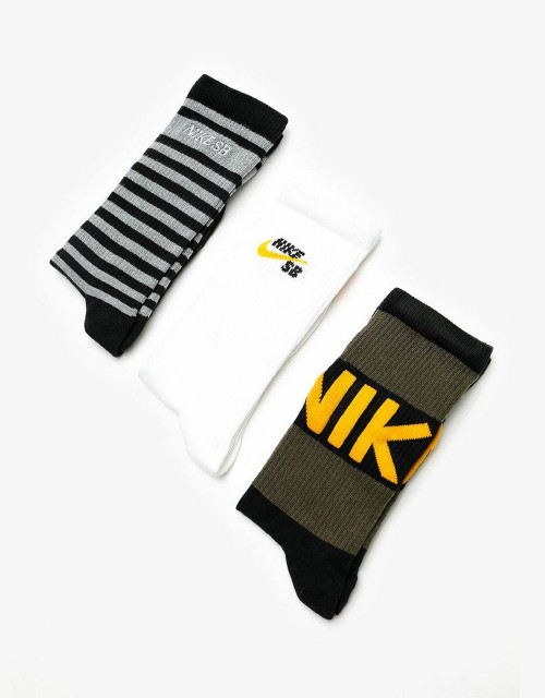 Nike SB Everyday Max Lightweight Crew Sock 3 Pack Mens in Multi