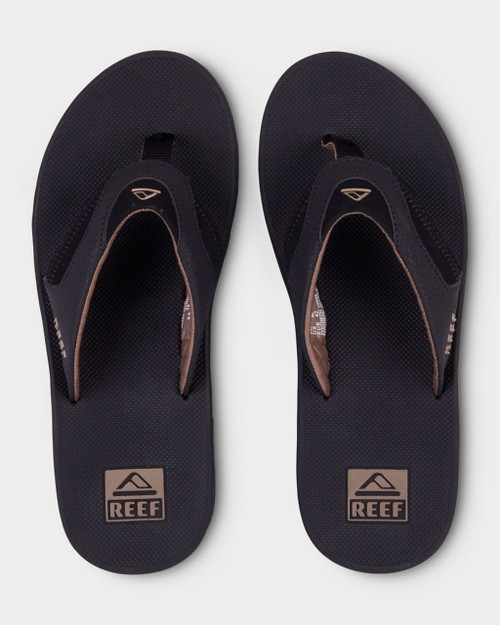 Reef Fanning Thongs Mens in Black Brown