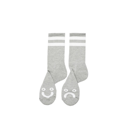 Polar Skate Co Happy Sad Socks 39-42 in Heather Grey