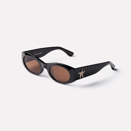 Epokhe Suede Sunglasses in Black Polished Bronze Amber